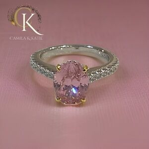 Oval cut pink Lab Diamond Engagement Ring